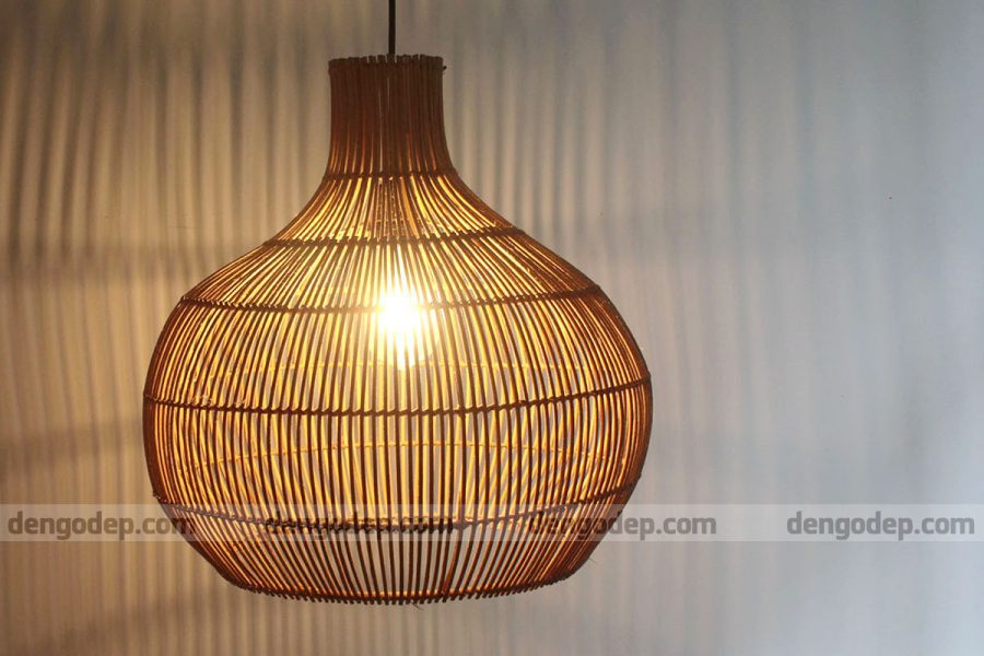 Đèn mây thả trần hình bầu thân tròn cổ nhỏ