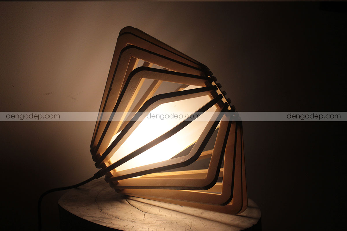 Đèn thả trần hình kim cương làm bằng gỗ kiểu 1 chất lượng cao và hiệu ứng chiếu sáng nghệ thuật - Hình 3