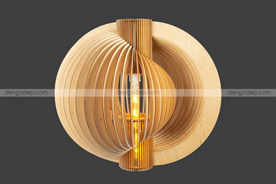 Đèn thả trần hình ốc biển làm bằng gỗ
