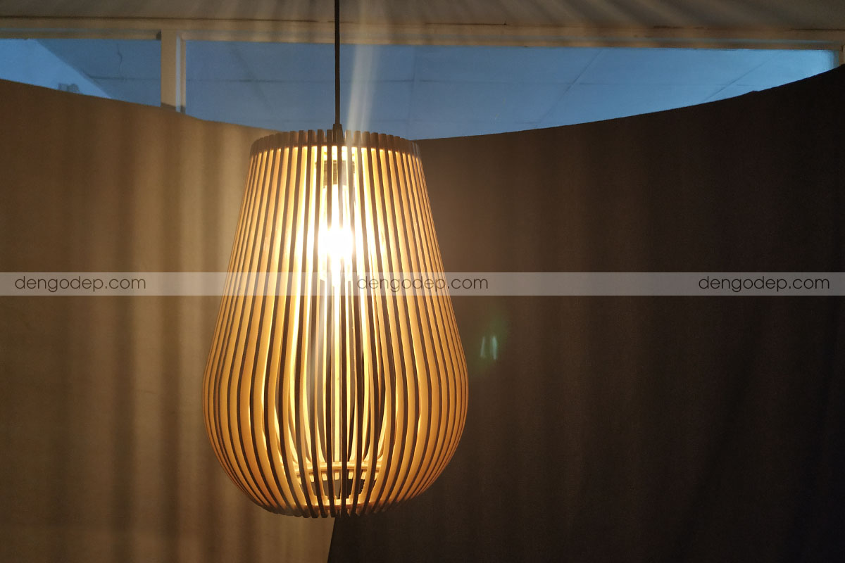Đèn thả trần hình quả mận làm bằng gỗ chất lượng cao và kiểu dáng nghệ thuật - Hình 4