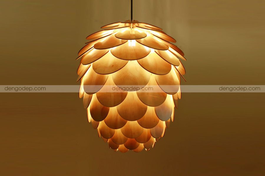Đèn thả trần hoa thông làm bằng gỗ