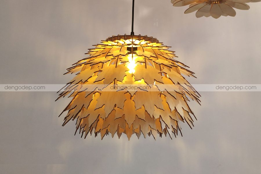 Đèn thả trần lá phong làm bằng gỗ