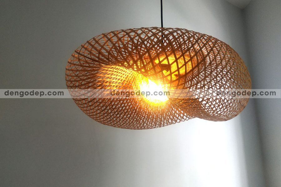 Đèn tre thả trần hình đám mây nan mềm