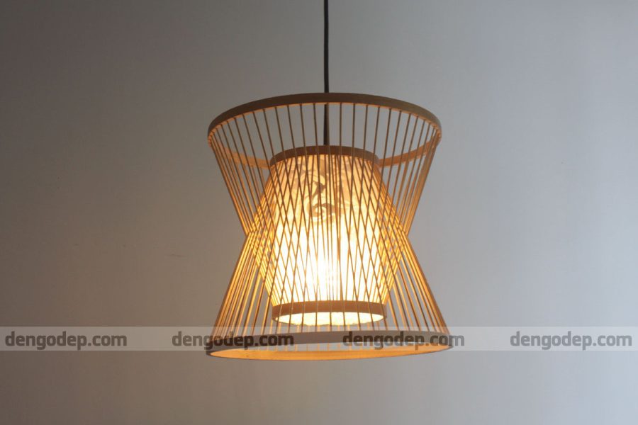 Đèn tre thả trần hình thang đối xứng lồng nhau