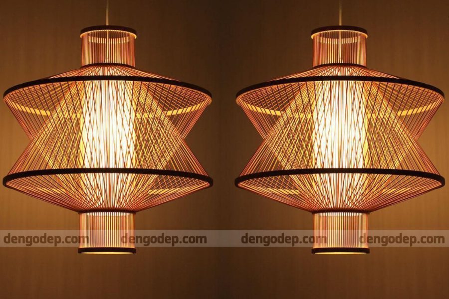 Đèn tre thả trần kiểu kim tự tháp đối xứng lồng nhau