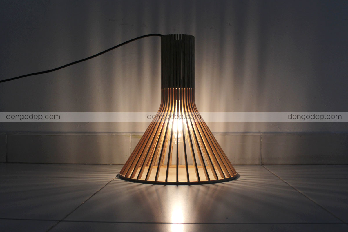 Đèn thả trần dáng vòi sen cổ dài làm bằng gỗ chất lượng cao và hiệu ứng đẹp - Hình 5