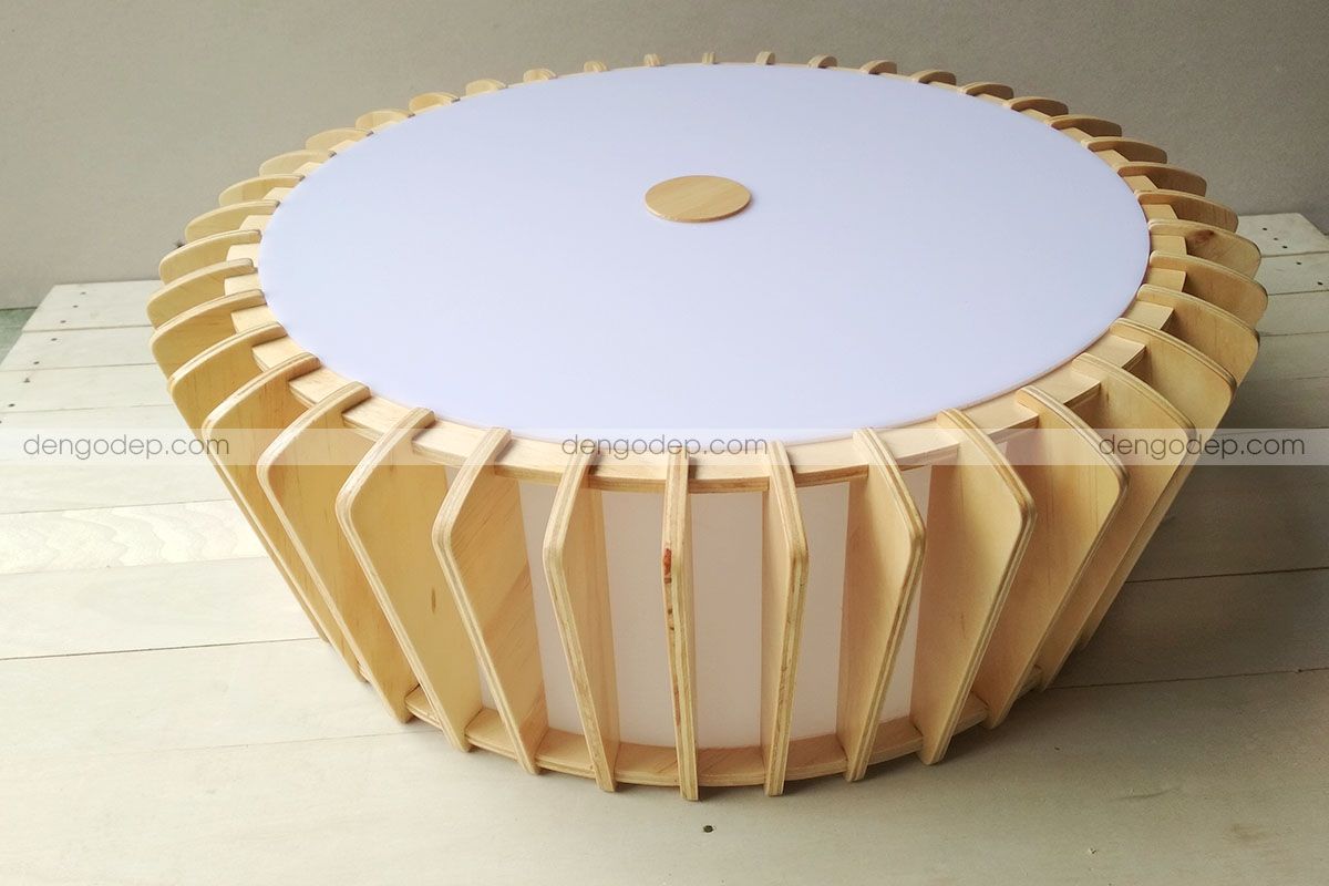 Đèn thả trần hình trống mẫu 1 làm bằng gỗ chất lượng cao có hệu ứng đẹp - Hình 1