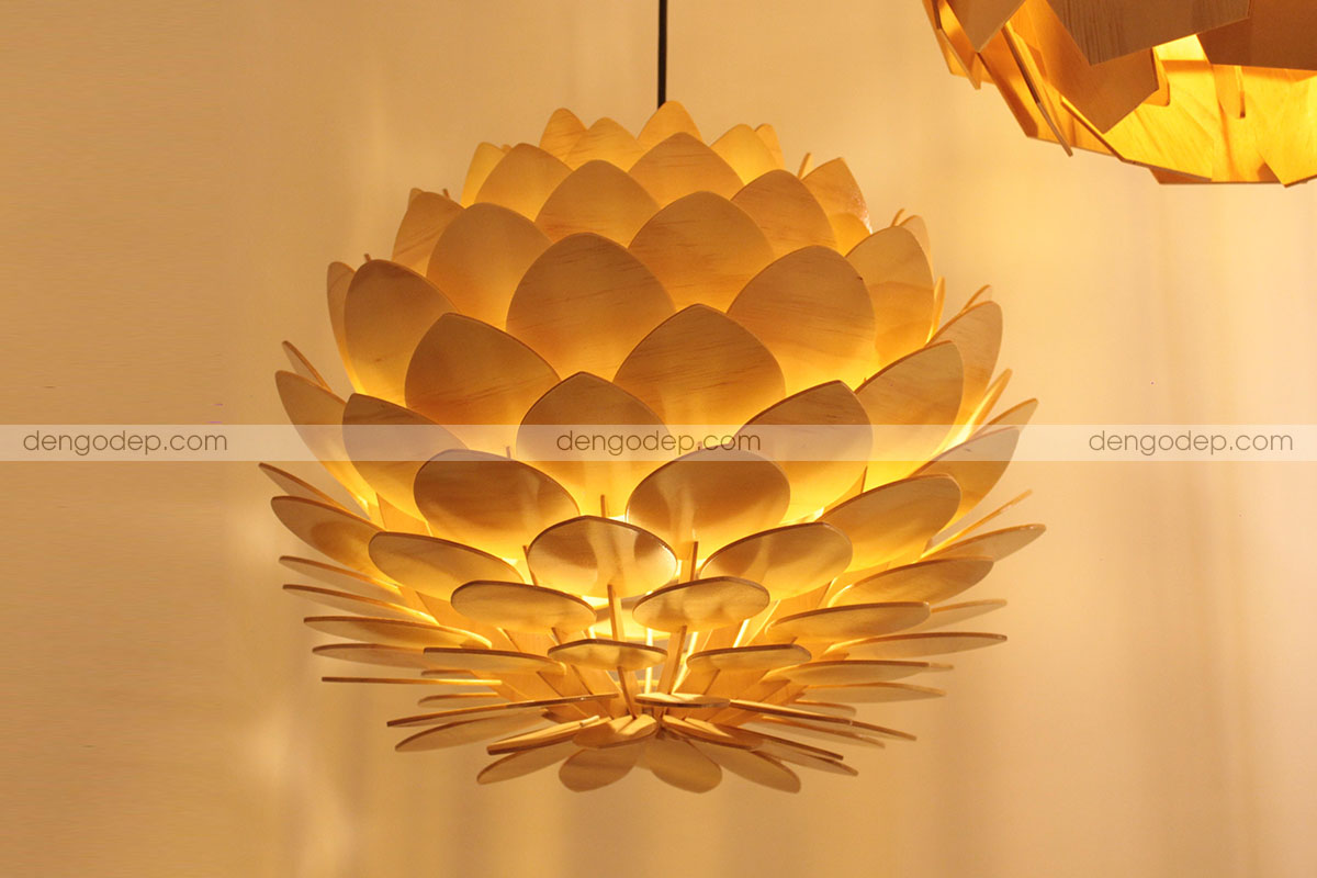 Đèn thả trần hoa cúc bất tử làm bằng gỗ chất lượng cao với hiệu ứng chiếu sáng nghệ thuật - Hình 3