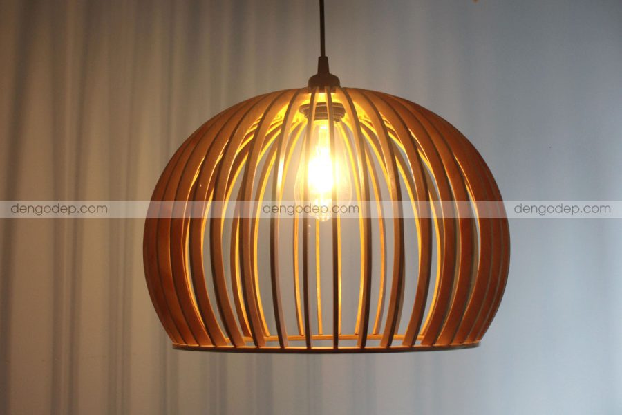 Đèn thả trần hình bán cầu làm bằng gỗ