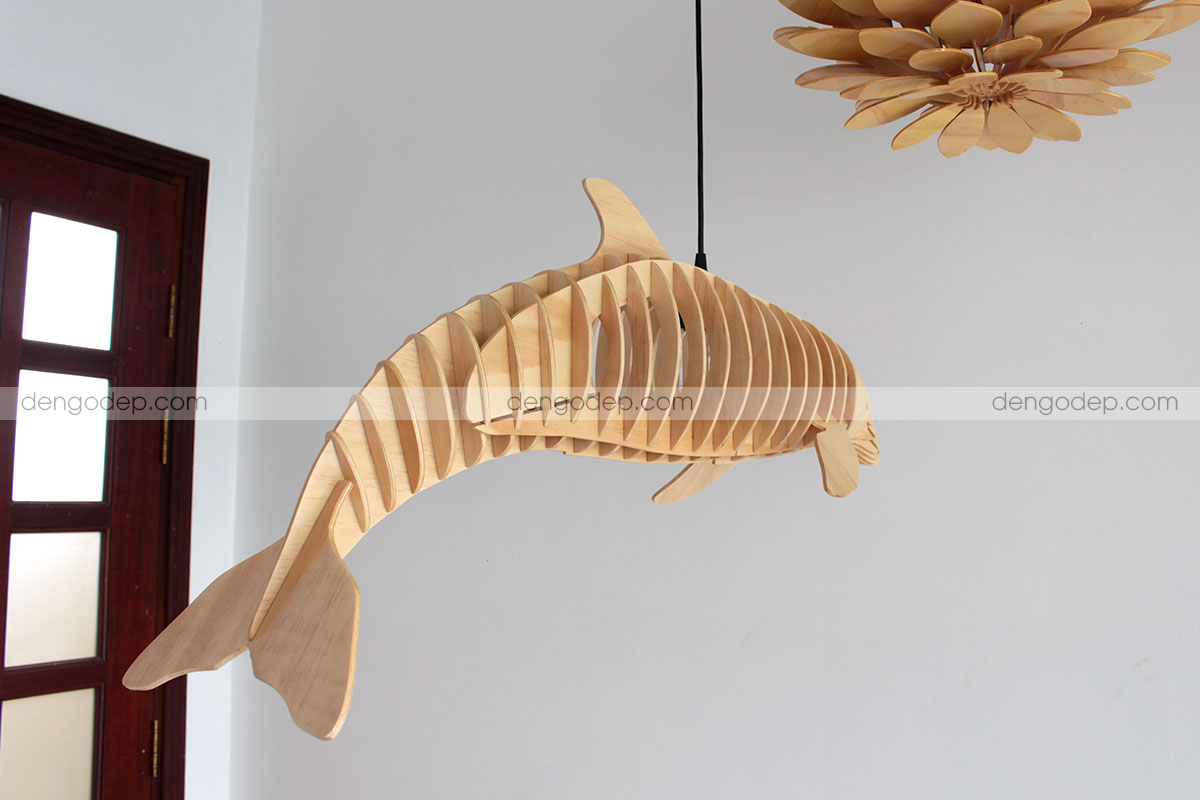 Đèn thả trần hình cá heo làm bằng gỗ chất lượng cao và kiểu dáng mới lạ - Hình 4