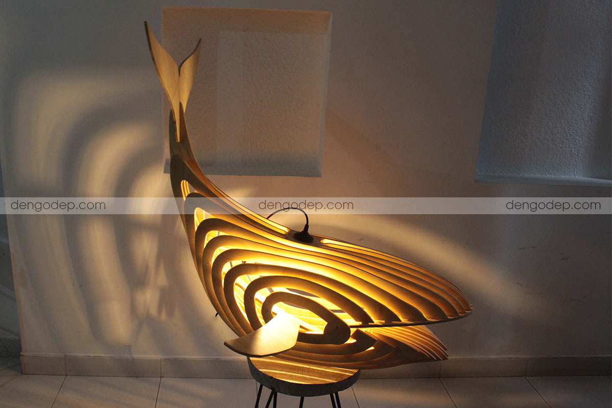 Hình đại diện Đèn thả trần hình cá voi làm bằng gỗ