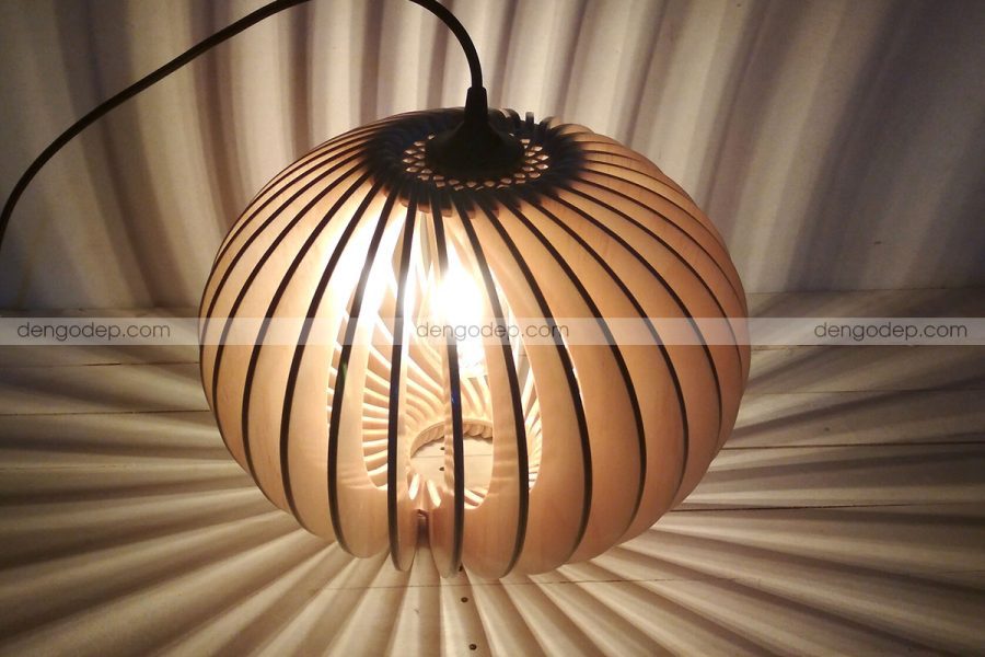 Đèn thả trần hình quả cam làm bằng gỗ