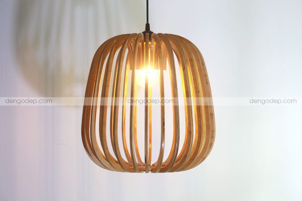 Đèn thả trần hình quả táo mẫu 1 làm bằng gỗ