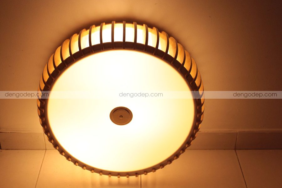 Đèn thả trần hình trống mẫu 2 làm bằng gỗ