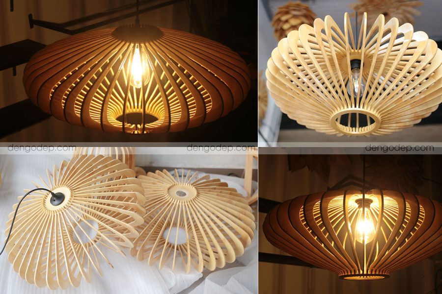 Đèn gỗ thả trần đĩa bay chất lượng cao