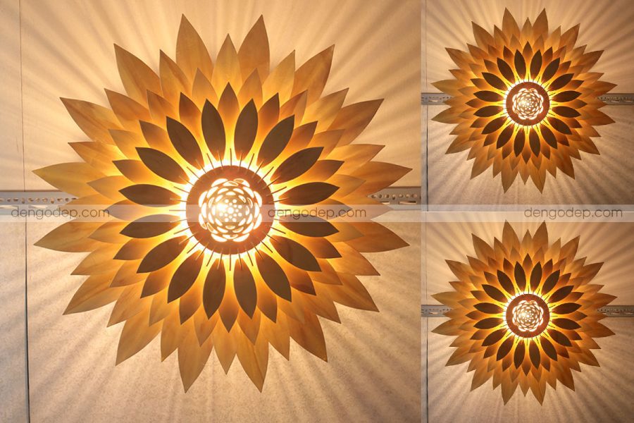 Picture 7: Đèn gỗ thả trần hoa hướng dương