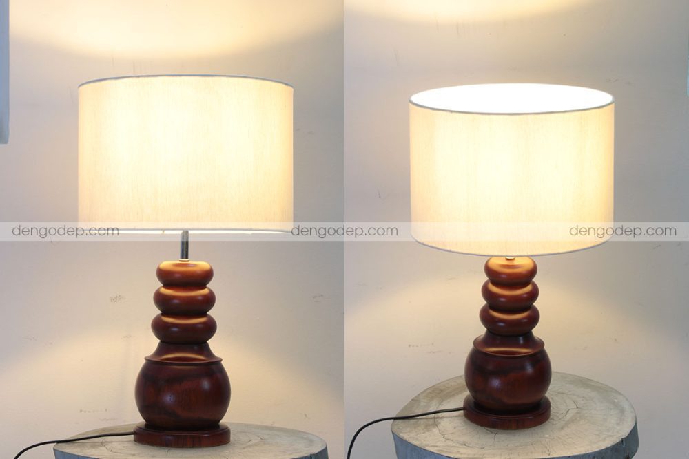 Đèn gỗ để bàn hồ lô chụp hướng đối diện