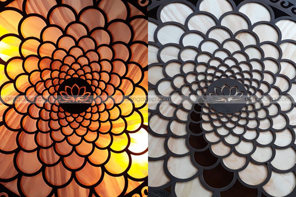 Đèn gỗ ốp tường trụ tròn vảy cá