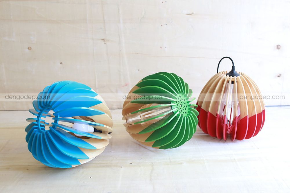 Đèn gỗ thả trần quả táo