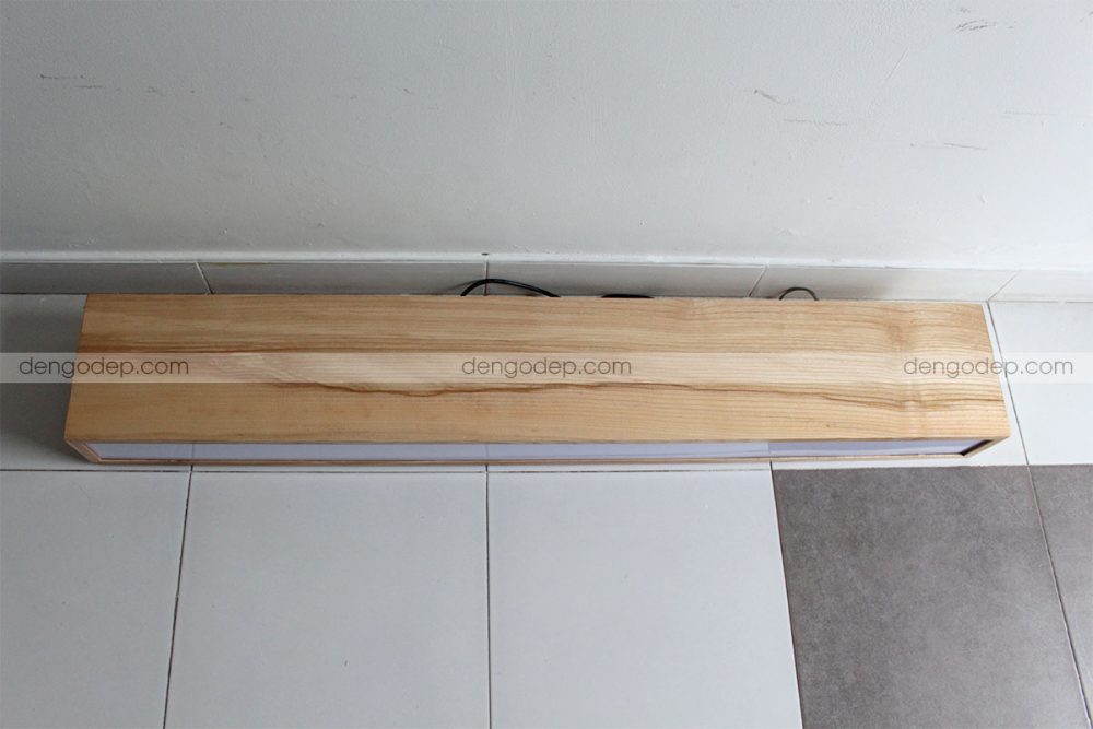 Đèn gỗ thả trần hộp chữ nhật lớn chụp mặt ngang