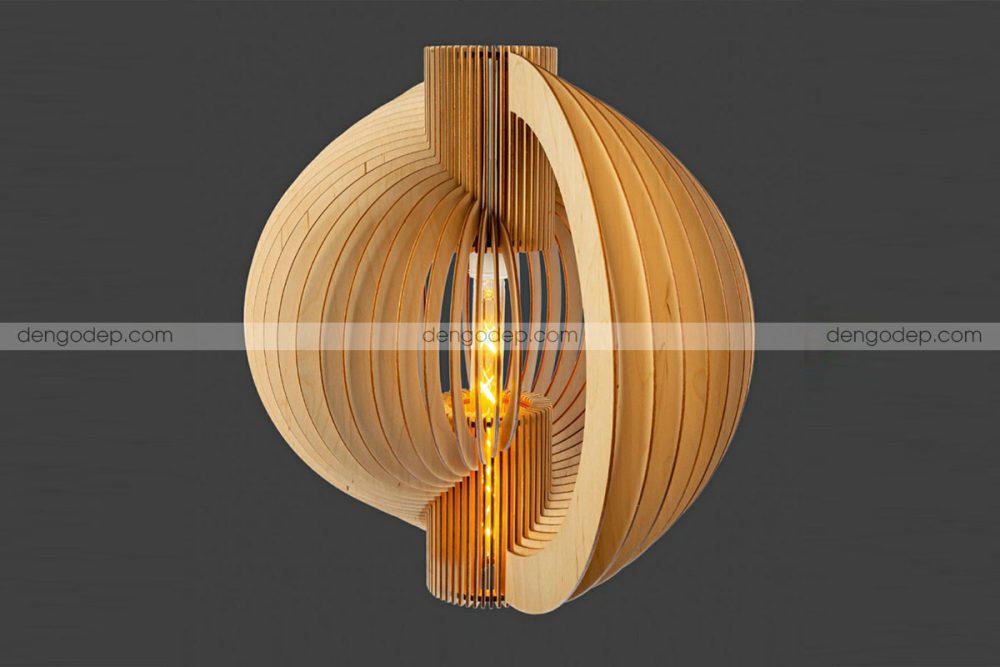 Đèn gỗ thả trần ốc biển chụp hướng đối diện