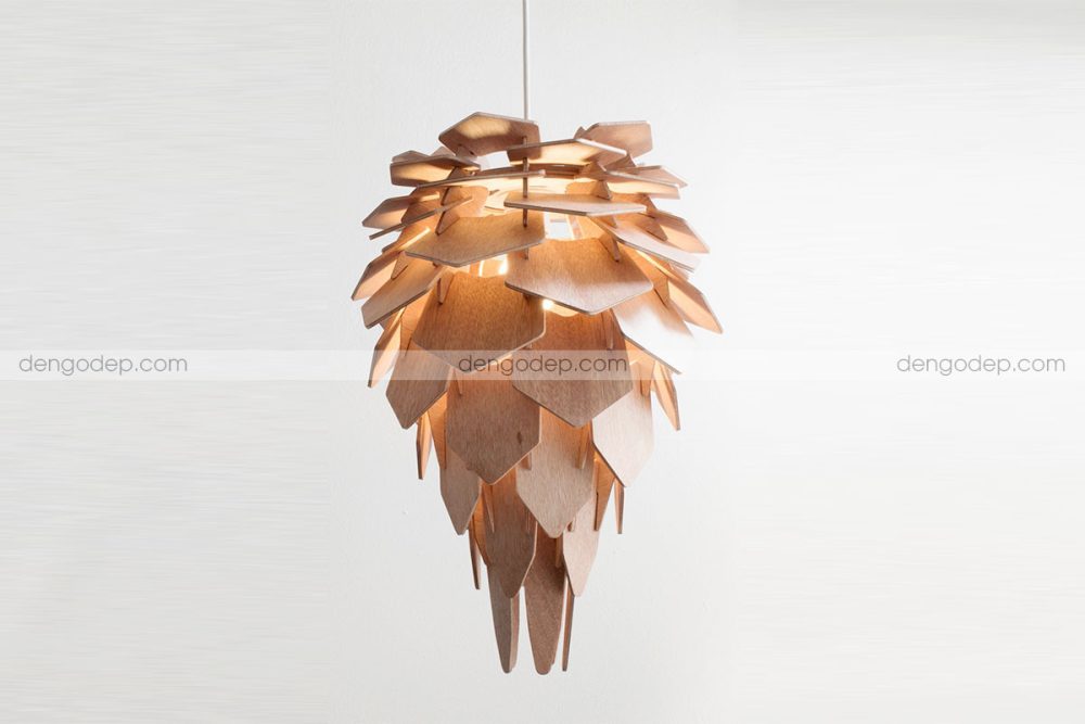 Đèn gỗ thả trần búp thanh long lúc không thắp sáng