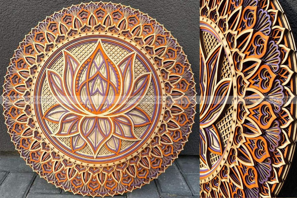 Tranh gỗ đa lớp hoa sen nghệ thuật độc đáo